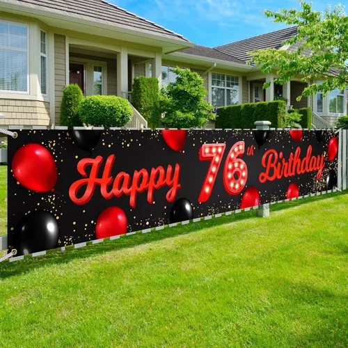 Vista 70 de TfNl Bn Feliz Cumpleaños Rojo y Negro Banner (10)