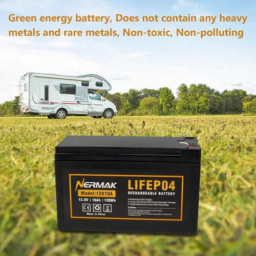 Vista 5 de NERMAK Batería de litio LiFePO4 de 12 V y 10 Ah de ciclo profundo, batería recargable de más de 2000 ciclos para energía solar/eólica, iluminación