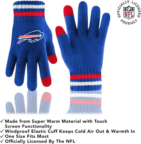 Vista 30 de Ultra Game Adults NFL Official Super Soft Team Stripe Winter Beanie Knit Hat with Extra Warm Touch Screen Gloves