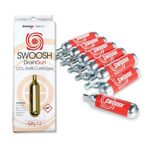 Vista 2 de Diversitech GGC-12 Swoosh - Cartuchos de pistola de CO2, paquete de 12, color plateado