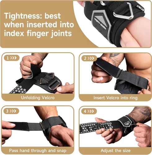 Vista 7 de Drip Glue Non-Slip Wrist Straps for Weightlifting, 2-in-1 Lifting Straps with D Rings for Cable Machine Workout, 10mm Neoprene Padded Wrist Wraps