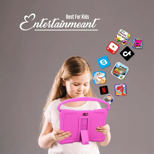 Vista 2 de Tableta para niños, tableta Android de 7 pulgadas y 32 GB para niños pequeños con Bluetooth, WiFi, control parental, cámara doble, GMS, funda a