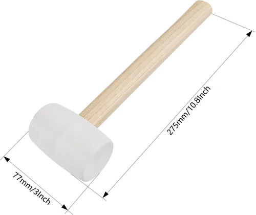 Vista 2 de Gunpla Mazo de goma – Mango de madera antideslizante de 8 onzas, mazo de cabeza de goma blanca suave de doble cara para bricolaje, ajuste