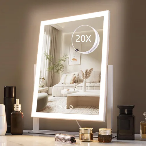 Vista 9 de HIEEY Espejo de maquillaje iluminado, espejo de tocador Hollywood con luces, tres modos de iluminación de color y espejo de aumento 5X, control