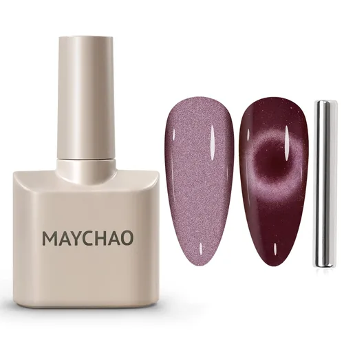 Vista 36 de MAYCHAO Esmalte de uñas en gel de ojo de gato con amatista dorada, 1 pieza de esmalte de gel de ojo de gato de terciopelo Mirage para remojar