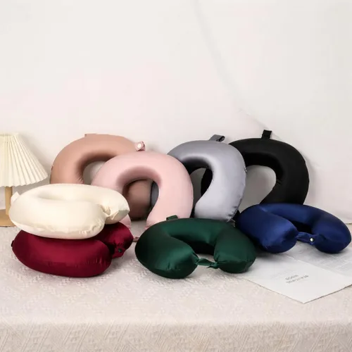 Vista 7 de ROSEWARD Funda de repuesto para almohada de cuello de viaje 100% seda de morera, seda de grado 6A, almohada extraíble de seda de 22 Momme, fabricada