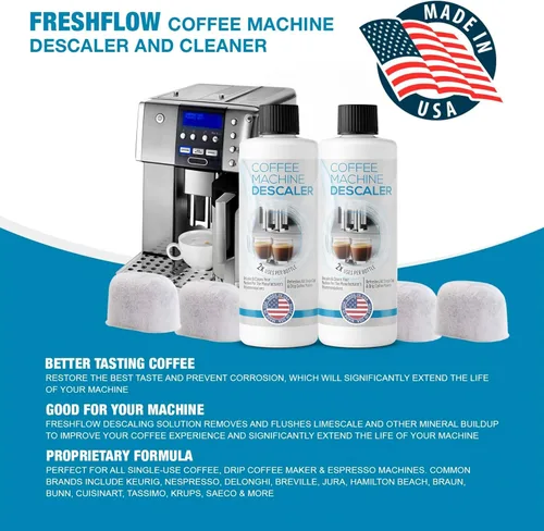 Vista 3 de FreshFlow Solución de descalcificación compatible con Keurig, kit concentrado limpiador descalcificador para todas las máquinas de cápsulas K-Cup