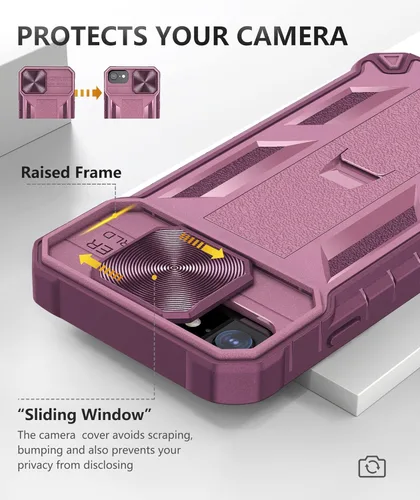 Vista 5 de SOiOS Funda para iPhone SE 2022: iPhone SE 2020 / 2nd / 3rd / 8/7 / 6s / 6 Funda con soporte – Funda resistente de protección contra caídas de grado