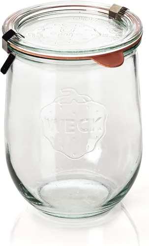 Vista 8 de Weck - Tarros de vidrio grandes para masa madre - Tarro de inicio con tapa de vidrio - Tarro de tulipanes con boca ancha - Tarros Weck de 1 litro