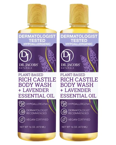 Vista 21 de Dr. Jacobs Naturals - Jabón líquido de Castilla puro, manteca de karité, jabón a base de plantas infundido con vitamina E y aloe vera para hidratar