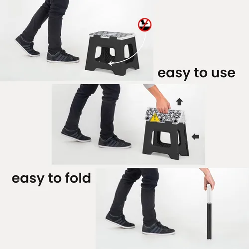 Vista 253 de Vigar Taburete compacto plegable, taburetes de 10-1/2 pulgadas para adultos de hasta 330 libras, taburete ligero, taburete plegable antideslizante