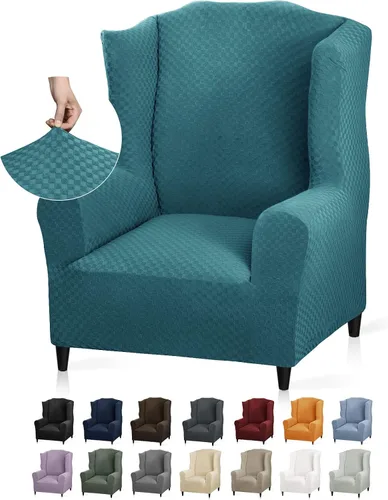 Vista 33 de YEMYHOM Funda elástica para silla con respaldo de 1 pieza con diseño jacquard más reciente, funda para silla con respaldo antideslizante, protector