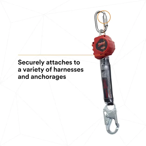 Vista 7 de 3M Protecta 3100403 Lifeline Rebel 3100403 - Malla de 6 pies (59.1 ft), gancho a presión de acero y mosquetón, negro/rojo