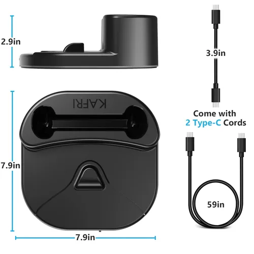 Vista 7 de Charging Dock for Meta Oculus Quest 3Quest 2, VR Headset Charging Stand and Controller Holder with RGB Lights, Charger Station Accessories