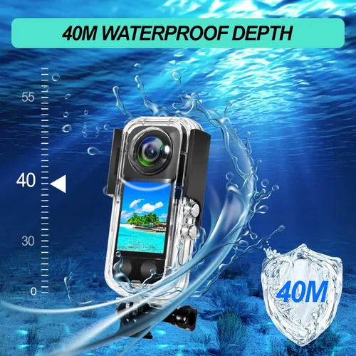 Vista 2 de Funda impermeable para cámara de acción Insta 360 one X3, carcasa protectora de buceo subacuático 40M con accesorios de soporte