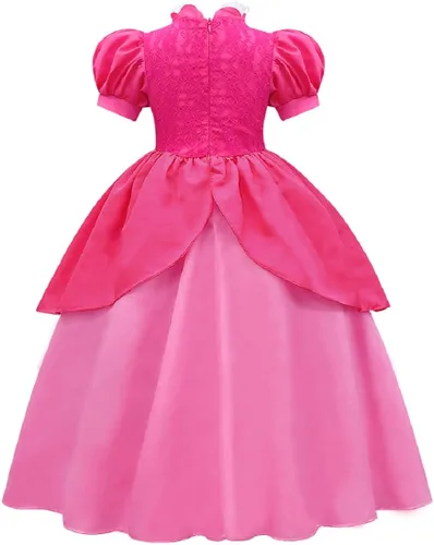 Vista 2 de Rxiduoy Vestido de fiesta de Halloween para niña, disfraz de princesa melocotón de Super Brothers