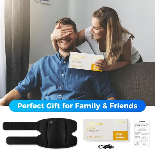 Vista 7 de Rodillera calefactada para rodilla, rodillera calefactada para artritis, vendaje calefactado para rodilla con 3 ajustes de temperatura, batería