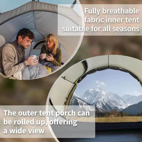Vista 4 de Naturehike Opalus 4 Season Camping Tent, Waterproof 2-3 Person Backpacking Tent, Double Layer Tunnel Winter Tents for Camping