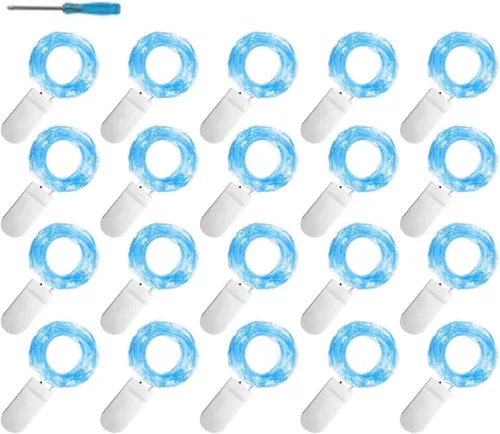 Vista 10 de 20 paquetes de luces de cadena de hadas, 20 LED con pilas de alambre de cobre plateado con cadena de luz estrellada para bricolaje, fiesta, Navidad