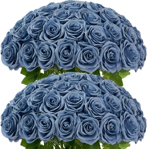Vista 39 de Carlita's Blooms Ramo de 15 rosas artificiales de seda, flores de seda sintética, tallos largos, para arreglos de boda, centro de mesa, fiesta