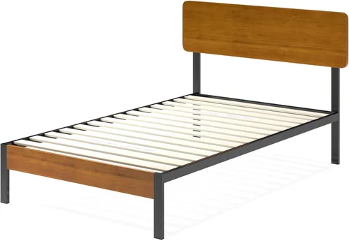 Vista 8 de ZINUS Olivia - Marco de cama de plataforma de metal y bambú, no necesita somier, soporte de listones de madera, fácil de montar, tamaño individual