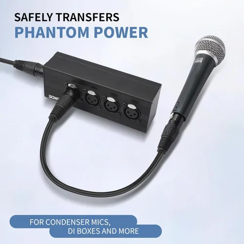 Vista 7 de Adaptador de audio XLR de 1 macho a 4 hembras, caja divisora XLR de 1 pulgada y 4 salidas, convertidor de salida de línea de 3 pines para uso