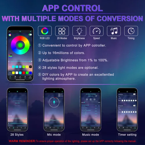 Vista 4 de LivTee - Luces LED inteligentes para interior de automóvil con puerto USB, tira de luces LED de fibra óptica, control inalámbrico por aplicación
