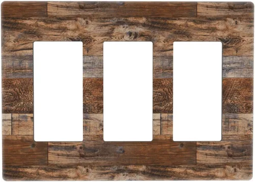 Vista 16 de Cubierta de placa de pared dúplex para dispositivo eléctrico de 1 cuadrilla, madera blanca y gris, puerta de granero, tablón de madera rústica