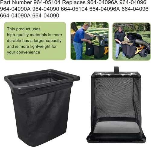 Vista 6 de deawater Paquete de 2 bolsas de césped 964-04090A 964-05104 964-04096A para cortacésped Troy-Bilt MTD Cub Cadet Craftsman (sin marco de receptor)