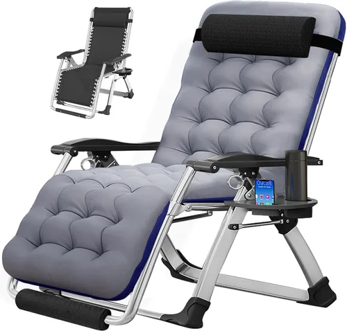 Vista 16 de MOPHOTO Silla de Gravedad Cero, Silla de Salón Acolchada para Exterior con Mesa Lateral, Silla Reclinable de Gravedad Cero, Silla Reclinable