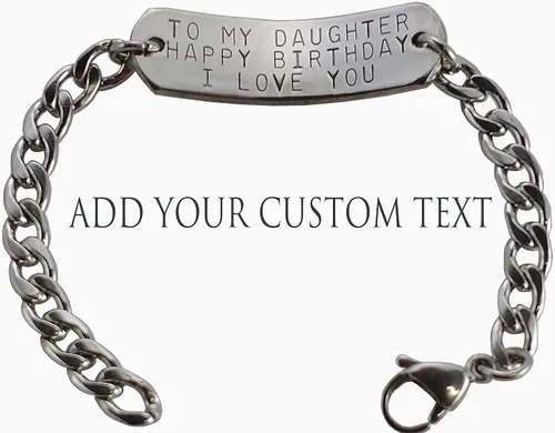 Vista 2 de Pulsera de identificación ajustable personalizada para niños y adultos Acero inoxidable Sin gemas