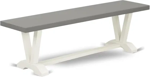 Vista 27 de East West Furniture VB026 Banco de comedor moderno estilo V con asiento de madera maciza, 60 x 15 x 18 pulgadas, multicolor