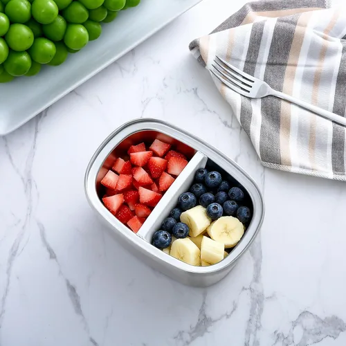Vista 9 de Contenedor de alimentos aislado de 33 onzas, lonchera de acero inoxidable con divisor extraíble (paquete de 2)
