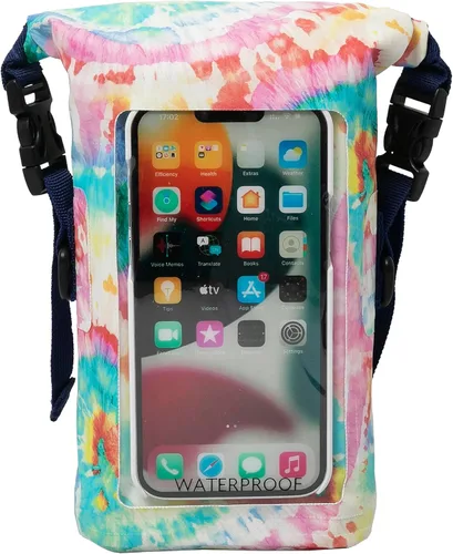 Vista 2 de geckobrands Bolso impermeable para teléfono con bolsa seca de 2L y correa ajustable, protege tu teléfono y objetos de valor mientras estás