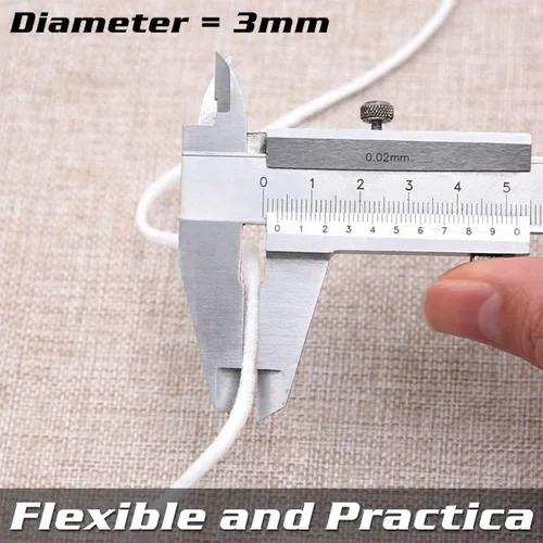 Vista 6 de Cordón elástico redondo para máscara. Cuerda elástica blanca de 1/8 pulgadas, 50 yardas. Adecuado para tejer y coser manualidades, máscara