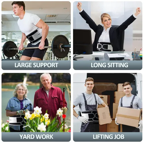 Vista 5 de Fajas para la espalda para alivio del dolor lumbar con placa de soporte grande, cinturón de soporte para la espalda transpirable