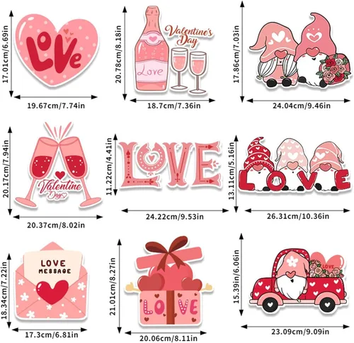 Vista 3 de Muised 3 letreros de madera para puerta del día de San Valentín, gnomos rosados, decoración de corazón de amor, letrero colgante de San Valentín