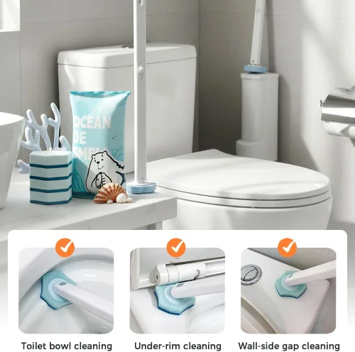Vista 9 de Sistema de limpieza de inodoro desechable, cepillo de inodoro desechable mejorado con 28 piezas de limpiador preempapado para limpiadores