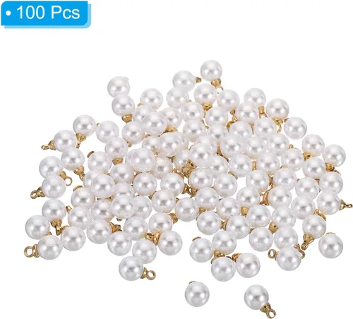 Vista 3 de PATIKIL 100 cuentas de perlas de perlas de imitación para hacer joyas, pulseras, aretes, collar, Navidad