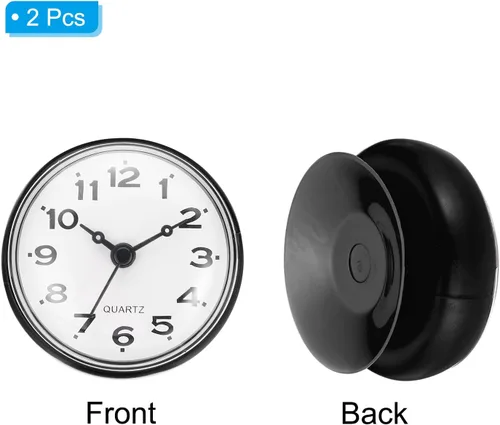 Vista 3 de PATIKIL Reloj de ducha impermeable, paquete de 2 mini relojes de pared silenciosos sin tictac con ventosa para baño, cocina, decoración del hogar