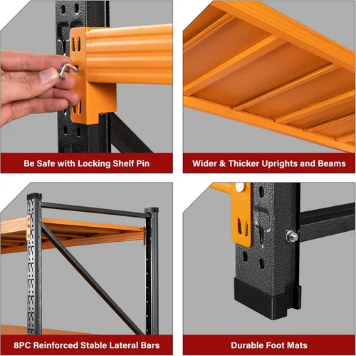 Vista 7 de 48" Wide Heavy Duty Garage Shelving Units,3000LBS Deep Storage Shelves,Orange Metal Garage Shelves,Large Storage Rack,Steel Shelf,Industrial