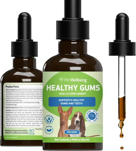 Pet Wellbeing - Encías saludables para perros - Suplemento natural para encías, dientes y aliento saludables contra la gingivitis del perro - 2oz