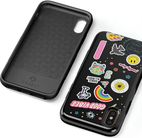 Vista 85 de Casely Funda para iPhone Xs Max Funda con estampado de festival (solo buenas vibraciones)
