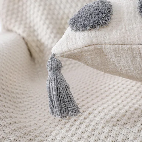 Vista 5 de PANOD Funda Decorativa para Almohada Lumbar Extra Larga 14x36 Boho, Funda Extra Suave de Chenilla para Almohada Lumbar con Borla para Cama, Sofá