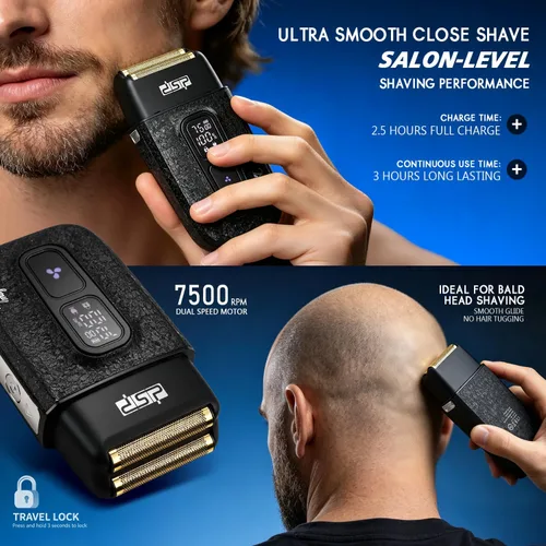 Vista 5 de DSP Cortadora de pelo 3 en 1 para hombres, recortadora de barba, kit de Negro