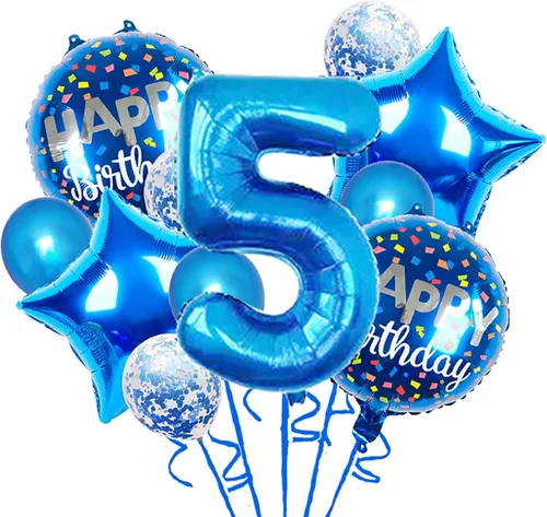 Vista 15 de Globos, 11 globos de aluminio para niños de 1 año para decoración de fiesta de primer cumpleaños, globos de confeti, globos de fiesta, suministros