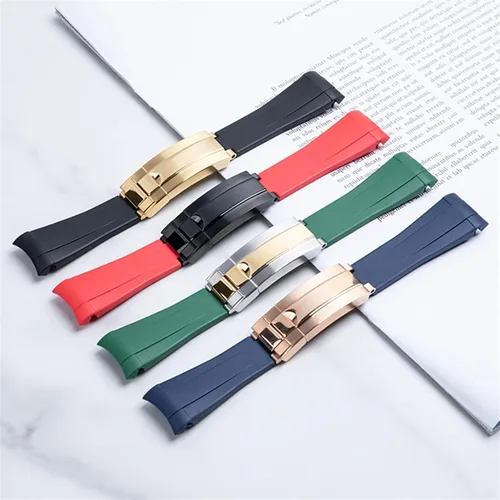 Vista 3 de BNEGUV Correa de reloj de goma de 0.787 pulgadas, correa de reloj con hebilla plegable ajustable para Rolex para Submariner GMT OYSTERFLEX Daytona