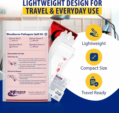 Vista 2 de MFASCO Kit de limpieza para vómitos y líquidos corporales – Kits de derrames de sangre, kit de derrames de líquidos corporales – Solución