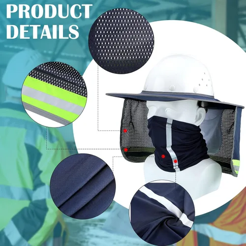 Vista 4 de SATINIOR 2 unidades de casco de protección solar para el cuello, alta visibilidad, malla de ala completa, protección solar y polaina para el cuello