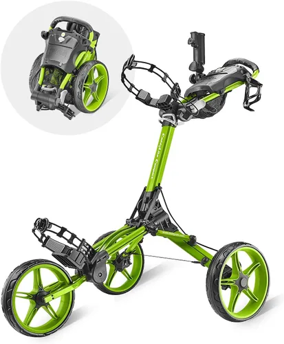 Vista 12 de Caddytek CaddyLite Compact - Carrito de golf plegable de aluminio ligero de 3 ruedas con sistema de plegado cuádruple, ruedas EVA, mango ajustable